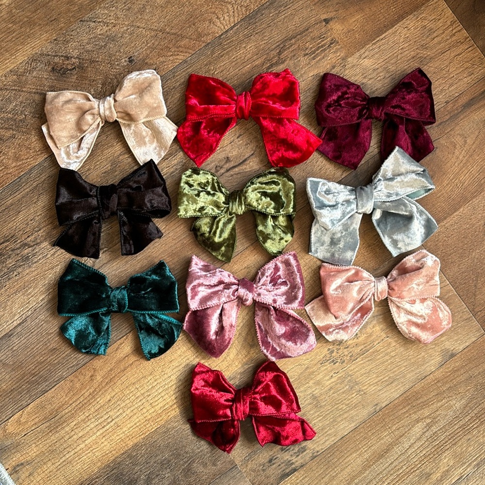 Handmade Velvet Holiday Bow set of 10